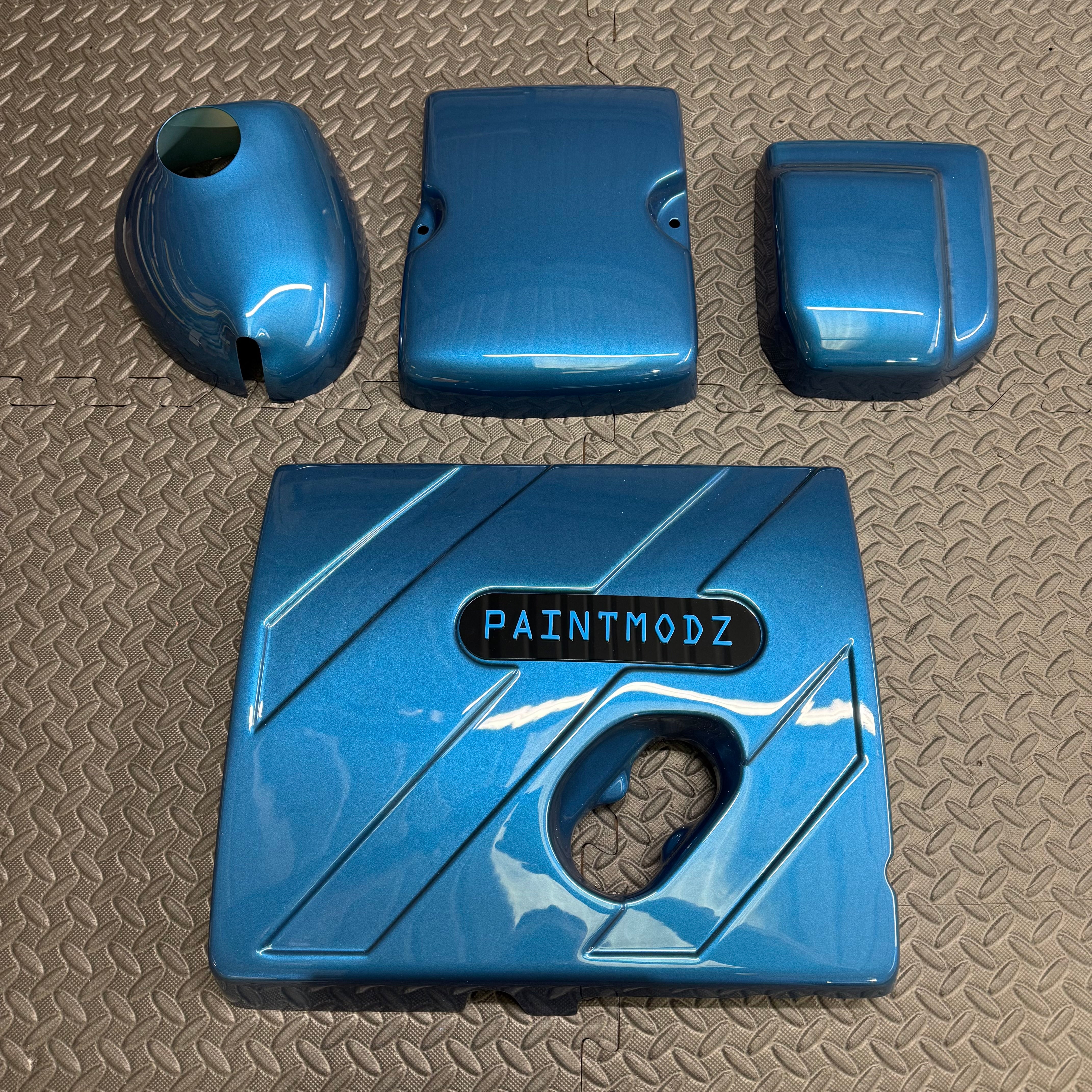 Proform Small Engine Bay Dress Up Kit Bundle - Mk8/8.5 Fiesta ST & Mk2 Puma ST - Painted New Performance Blue With Light Blue/Gloss Black Badge Plate