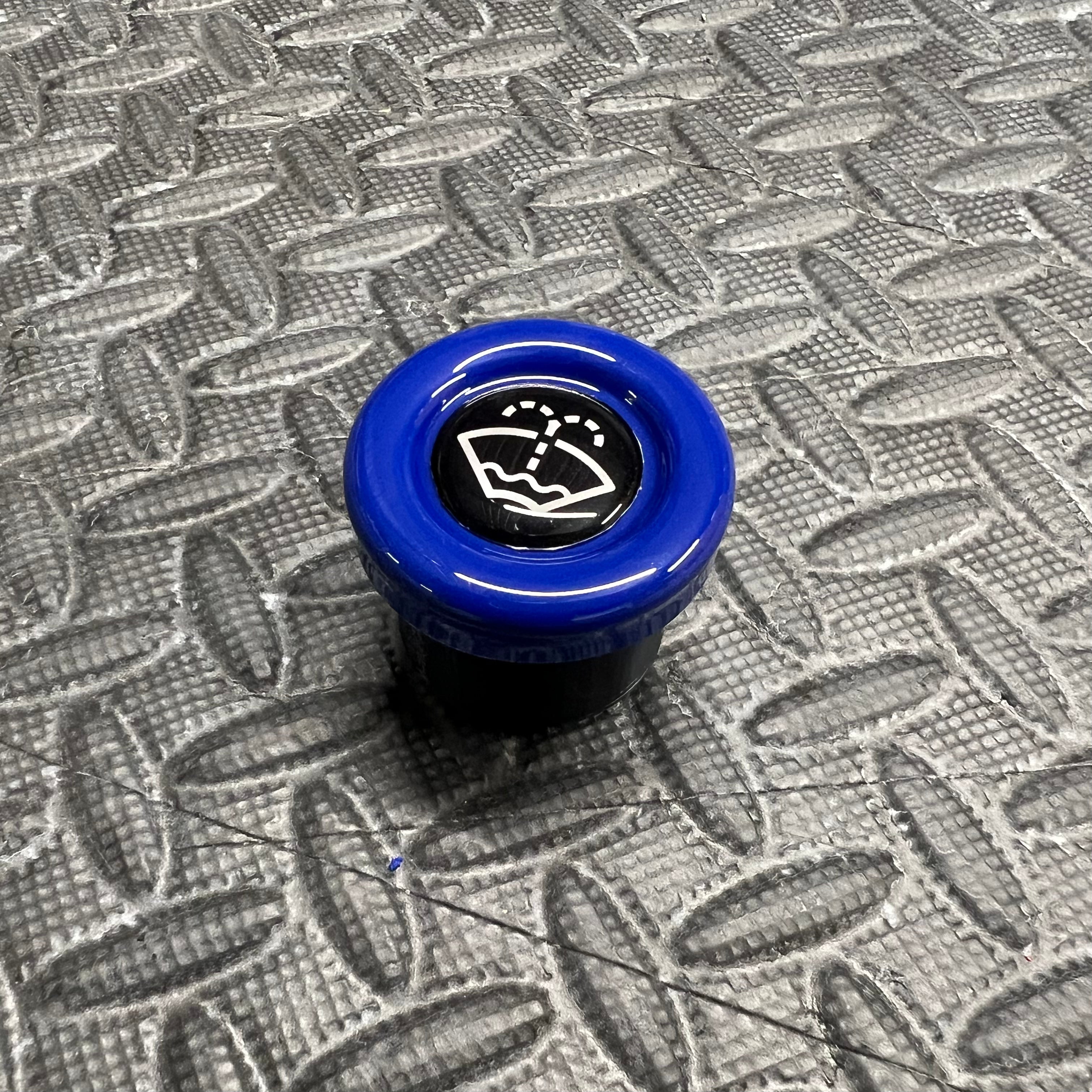 Washer Bottle Bung, Fits Multiple Ford Models - Gloss Blue Plastic With White Screenwash Logo Detailing