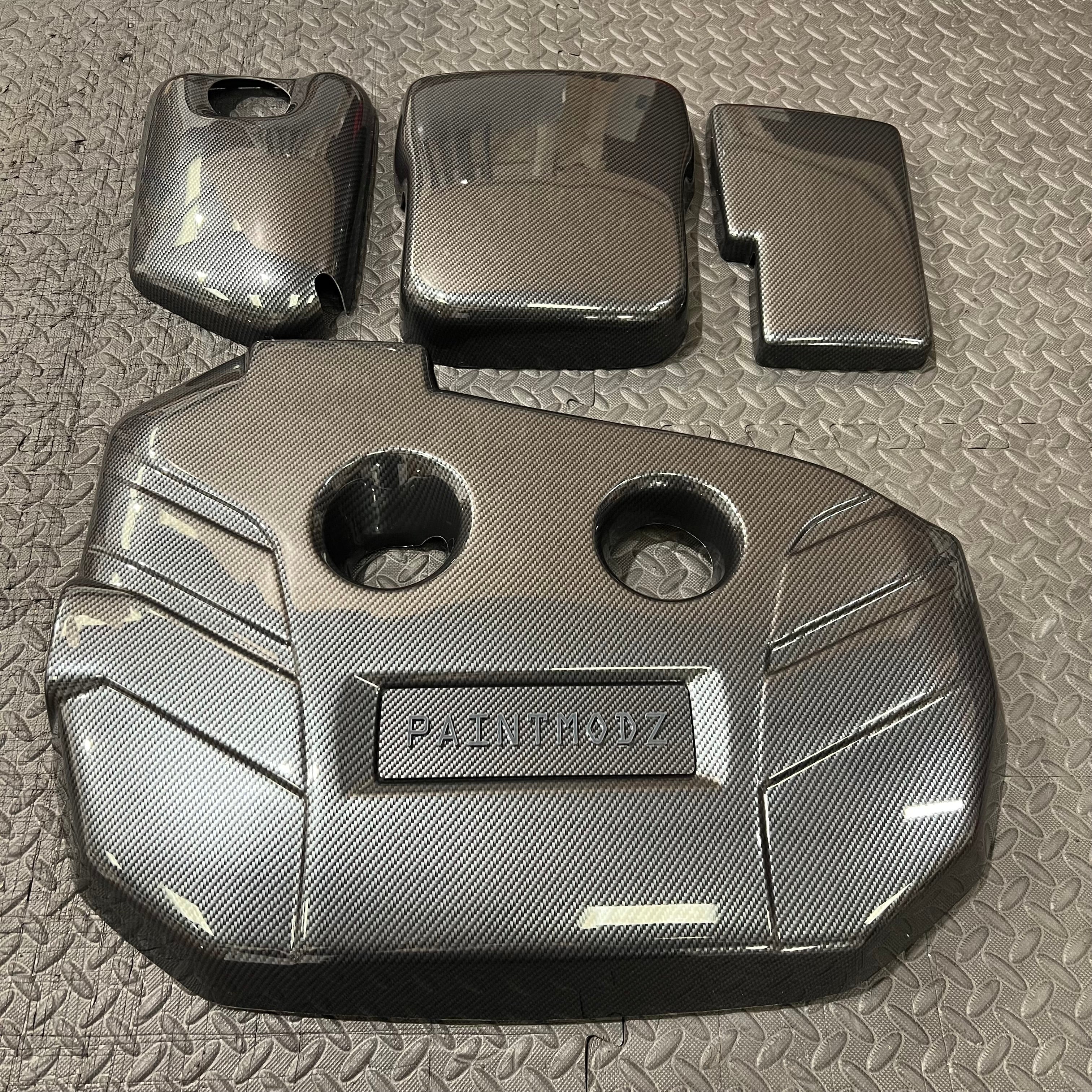 Proform Small Engine Bay Dress Up Bundle - Mk3.5 Focus RS Deluxe Carbon Fibre Effect Plastic - Dark Grey/Carbon Fibre Effect Badge