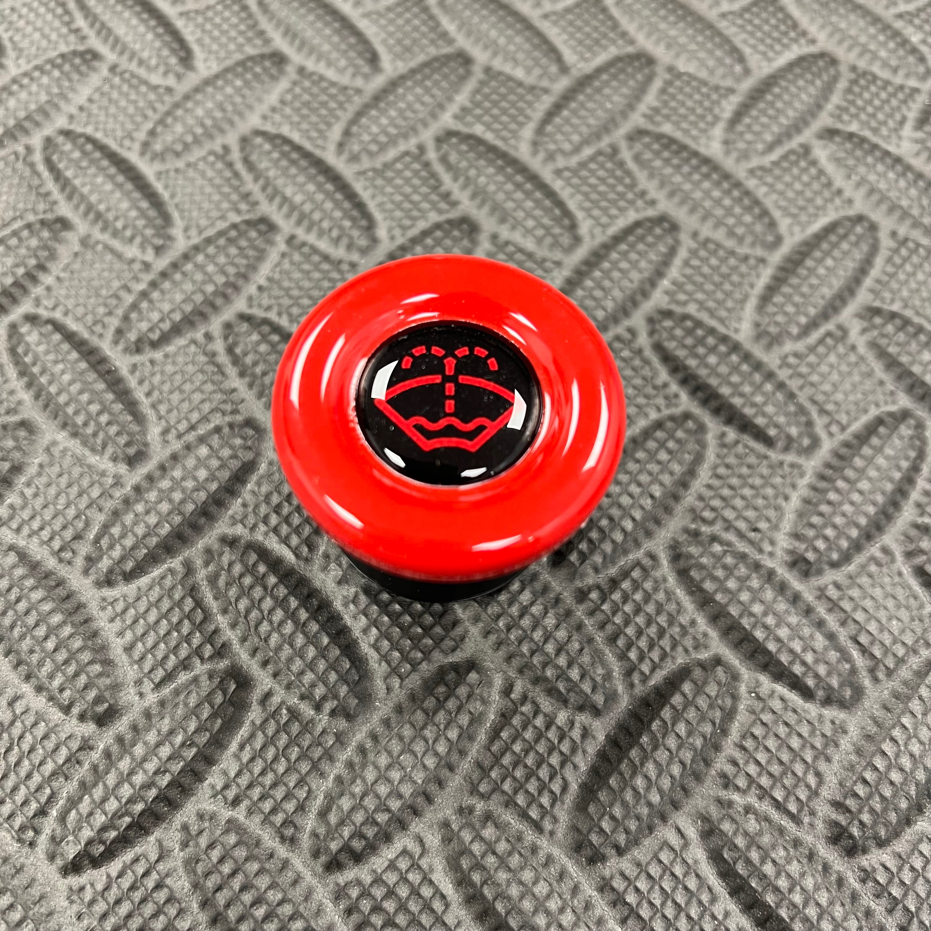 Washer Bottle Bung, Fits Multiple Ford Models - Gloss Red Plastic With Red Screenwash Logo Detailing