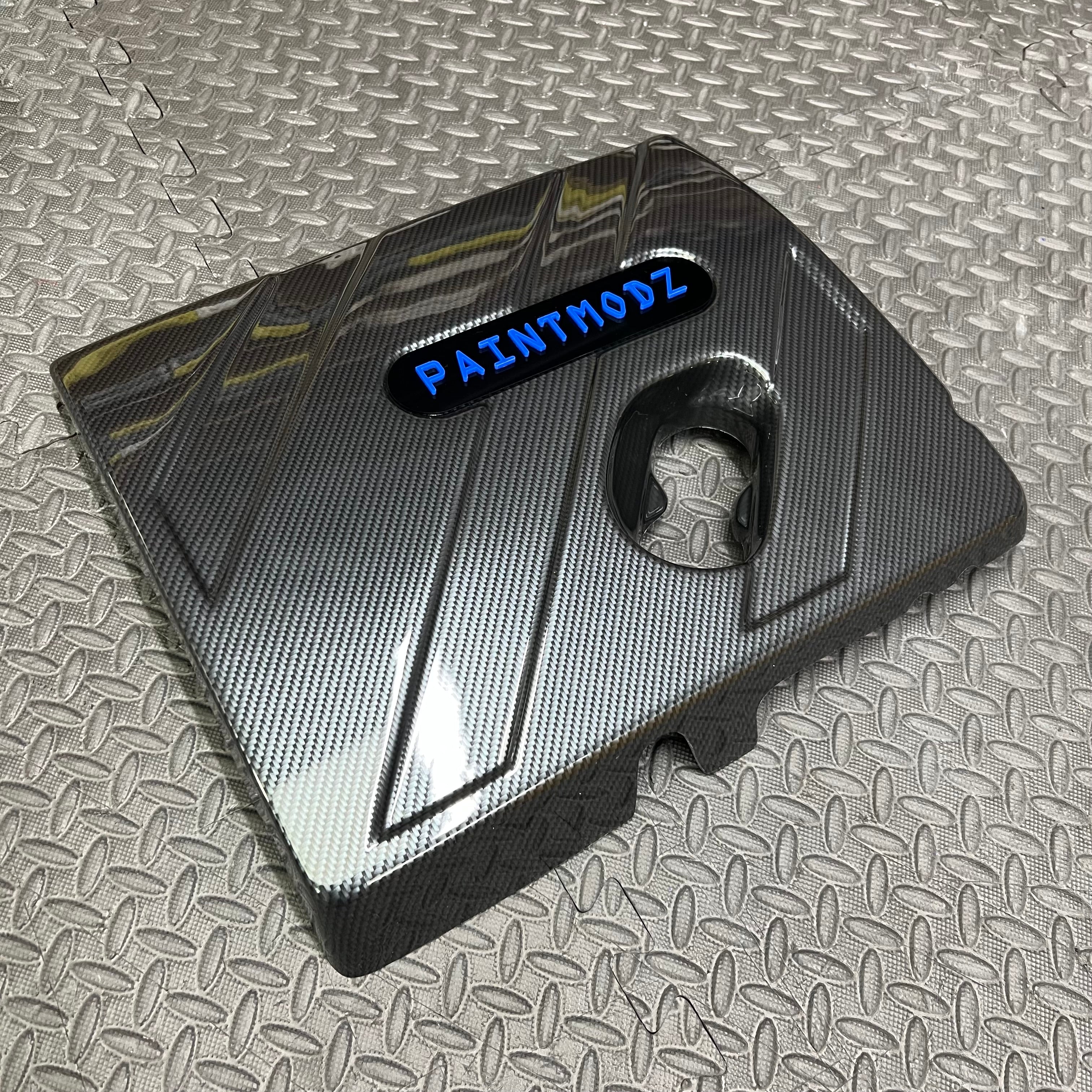 Proform Engine Cover - MK8/8.5 Fiesta ST & Mk2 Puma ST - Deluxe Carbon Fibre Effect Plastic Wth Medium Blue/Gloss Black Badge Plate