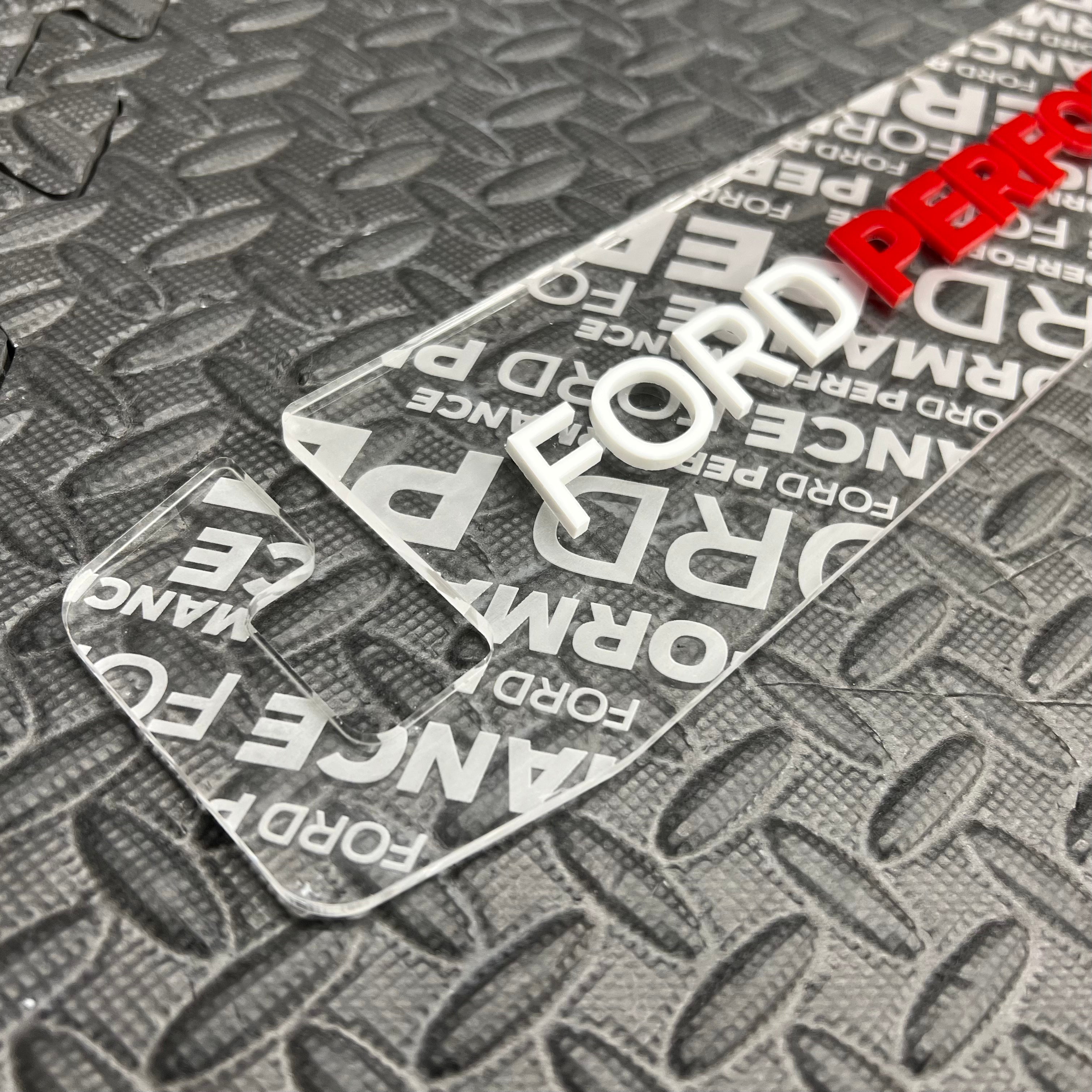 Universal Bonnet Prop - Laser Engraved Ford Performance (4D Acrylic)