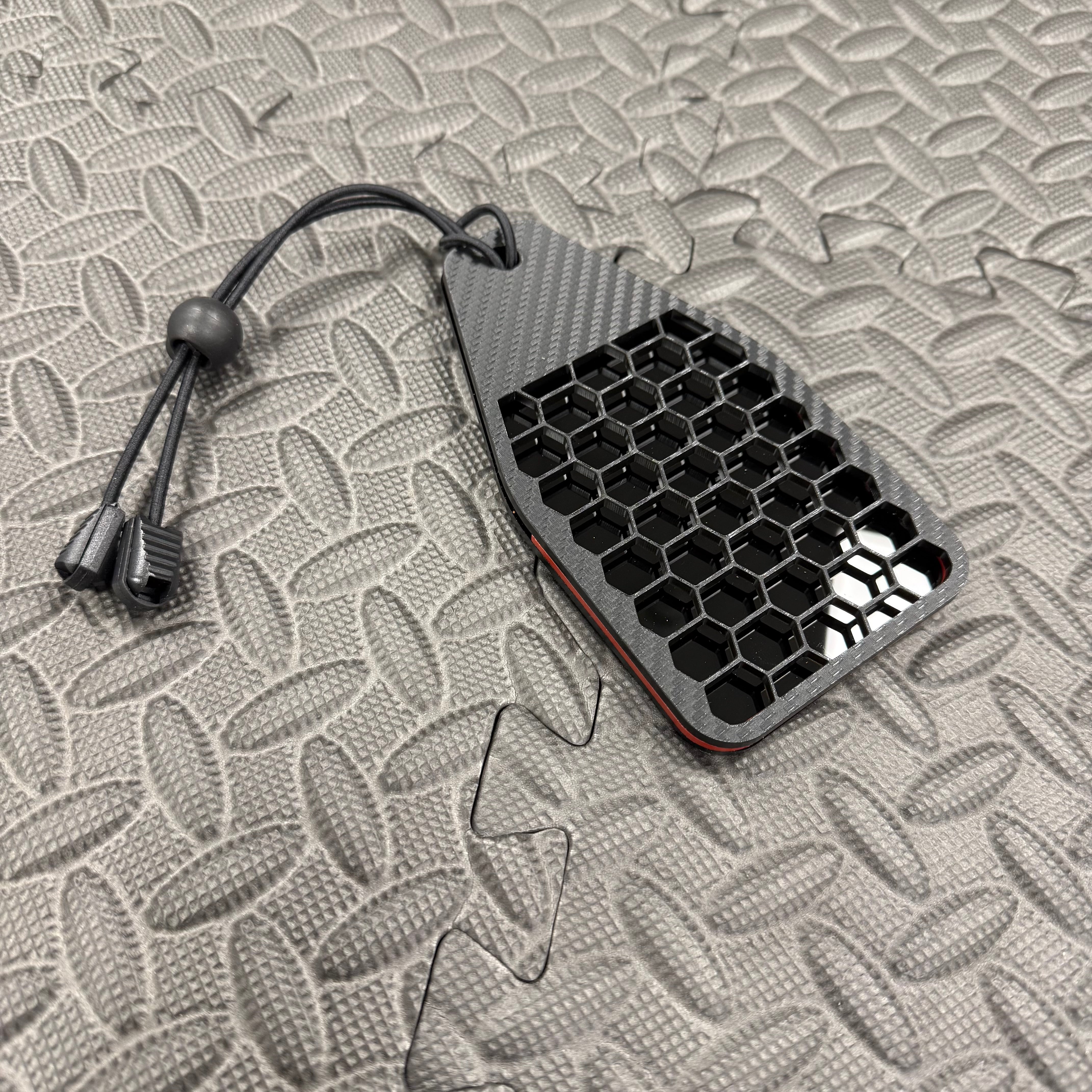 Proform Universal Air Freshener Holder - Carbon Fibre Effect Hex Pattern With Red Detail