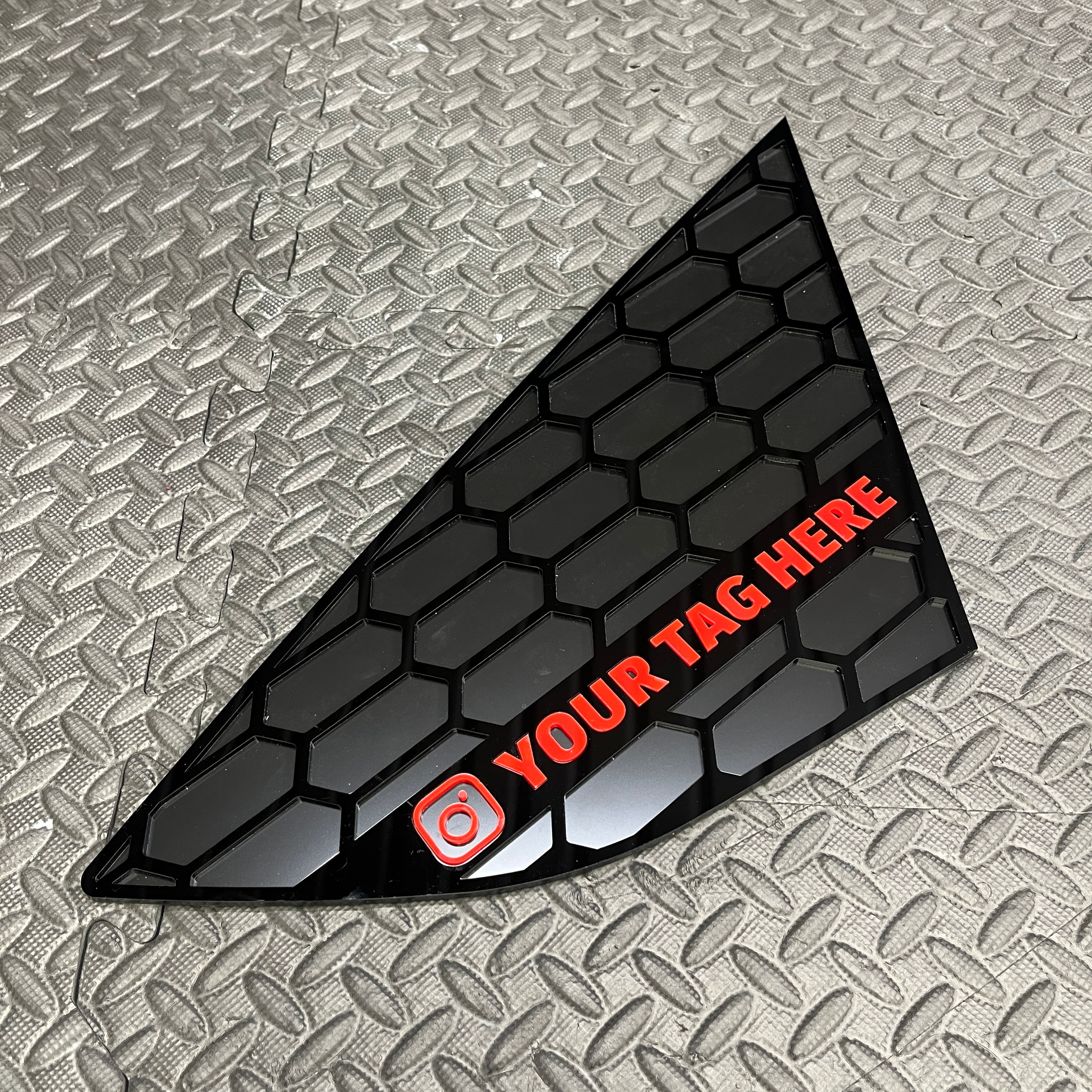 Mk3/3.5 Focus Rear Quarter Window Inserts (Pair) - Custom Text / Social Media Tag