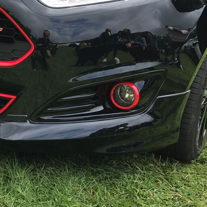 Mk7.5 Fiesta ST Line Fog Light Surrounds - Painted Gloss Black With Race Red Ring Detail