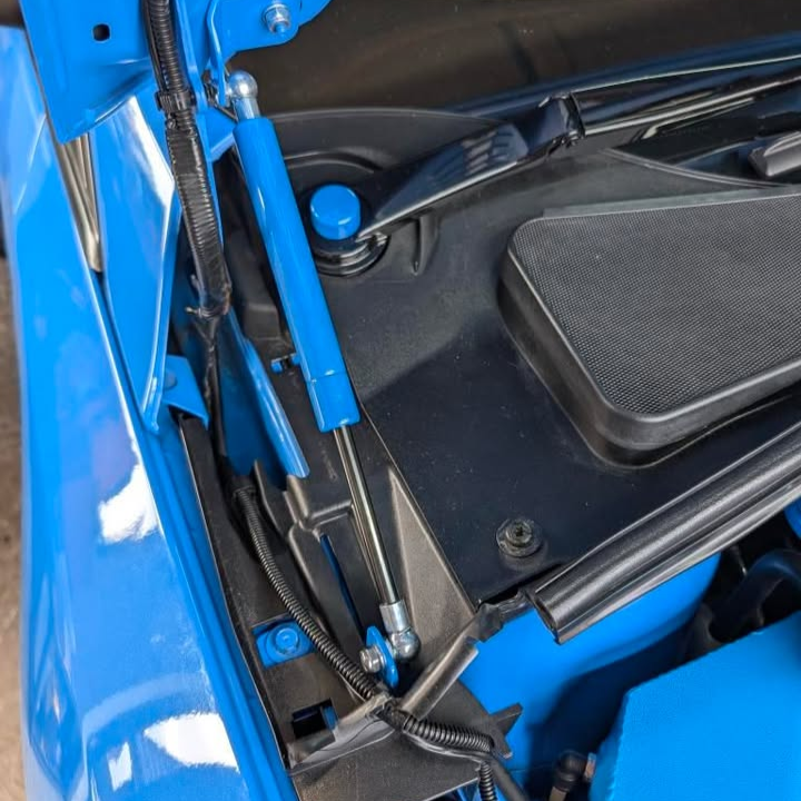 Mk3/3.5 Focus Gas Strut Bonnet Lifters - Painted Nitrous Blue