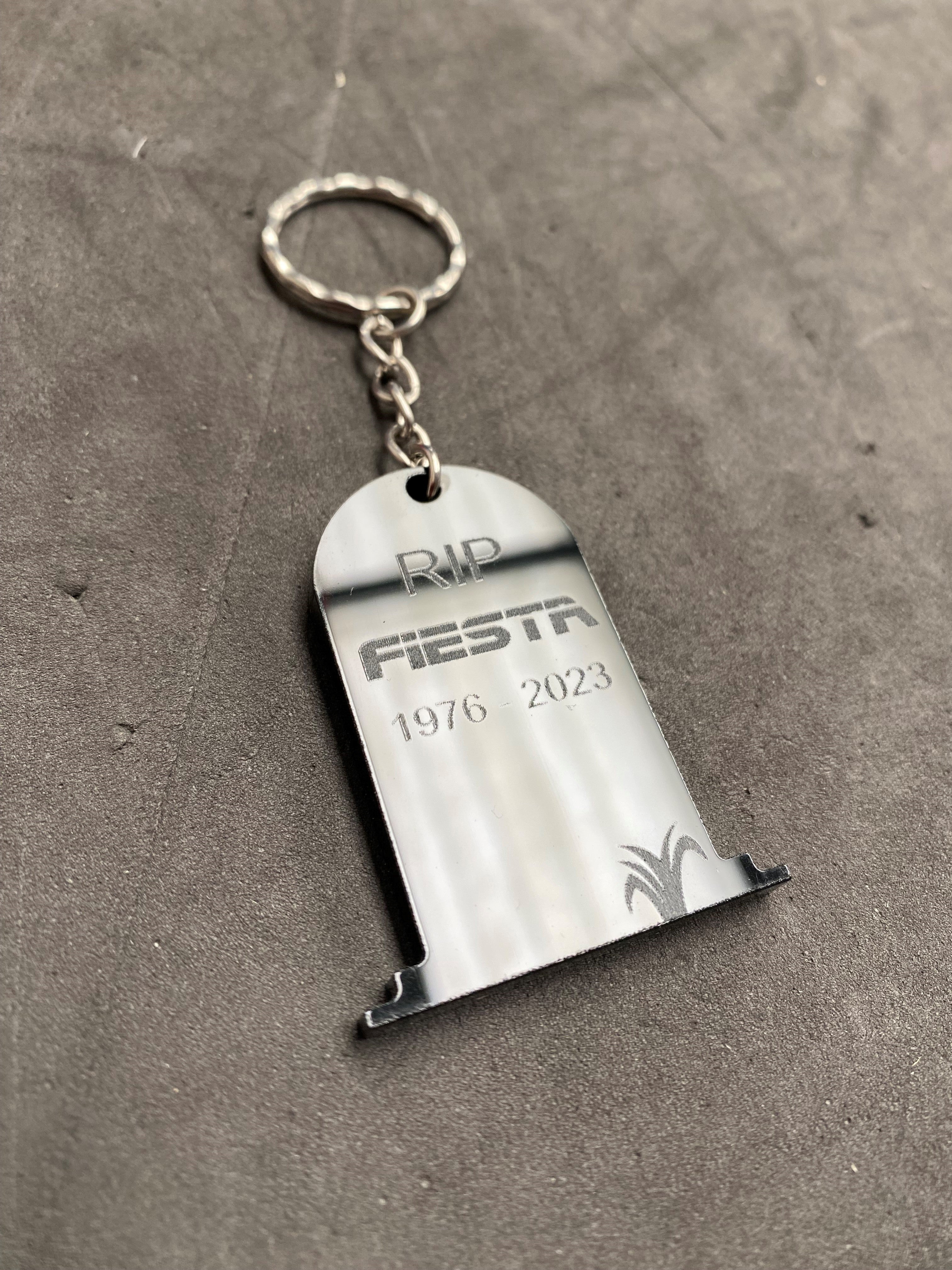 RIP Fiesta 'Gravestone' Engraved Keyring