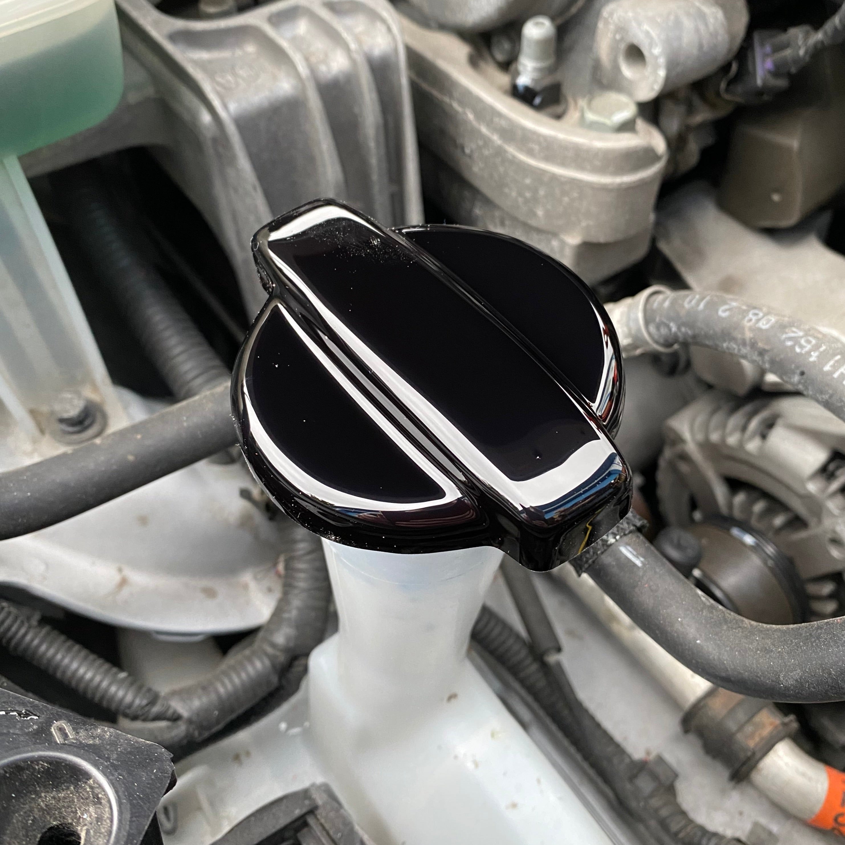 Proform Screen Washer Bottle Cap Cover (Plastic Finishes) - Fits Hyundai i20 / i30 / Kona N / Veloster N - Gloss Black Plastic