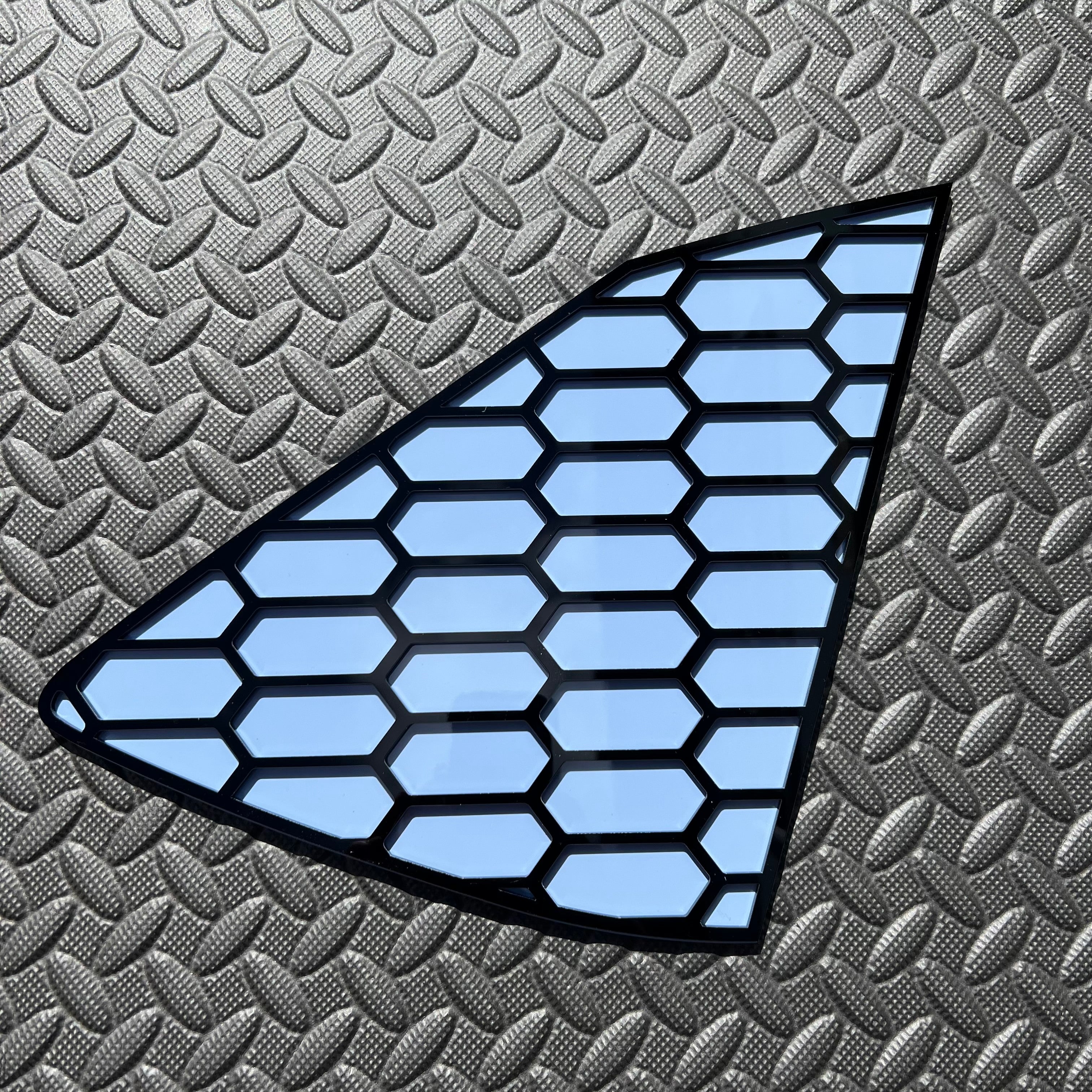 Proform Rear Quarter Inserts - Hyundai i20/i20N - Satin Hexagon Design With Painted Hyundai Performance Blue Back Plate