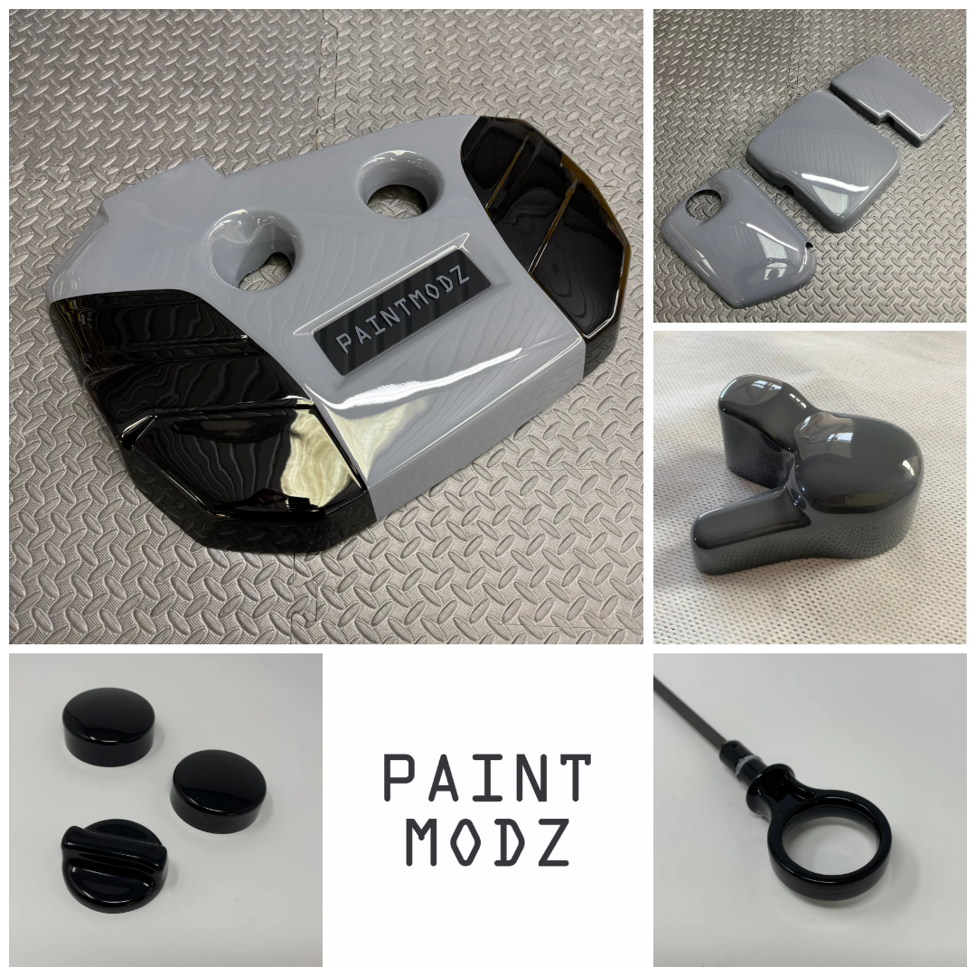 Proform Medium Engine Bay Dress Up Bundle - Mk3.5 Focus RS - Painted Stealth Grey and Gloss Black with Dark Grey/Gloss Black Badge Plate