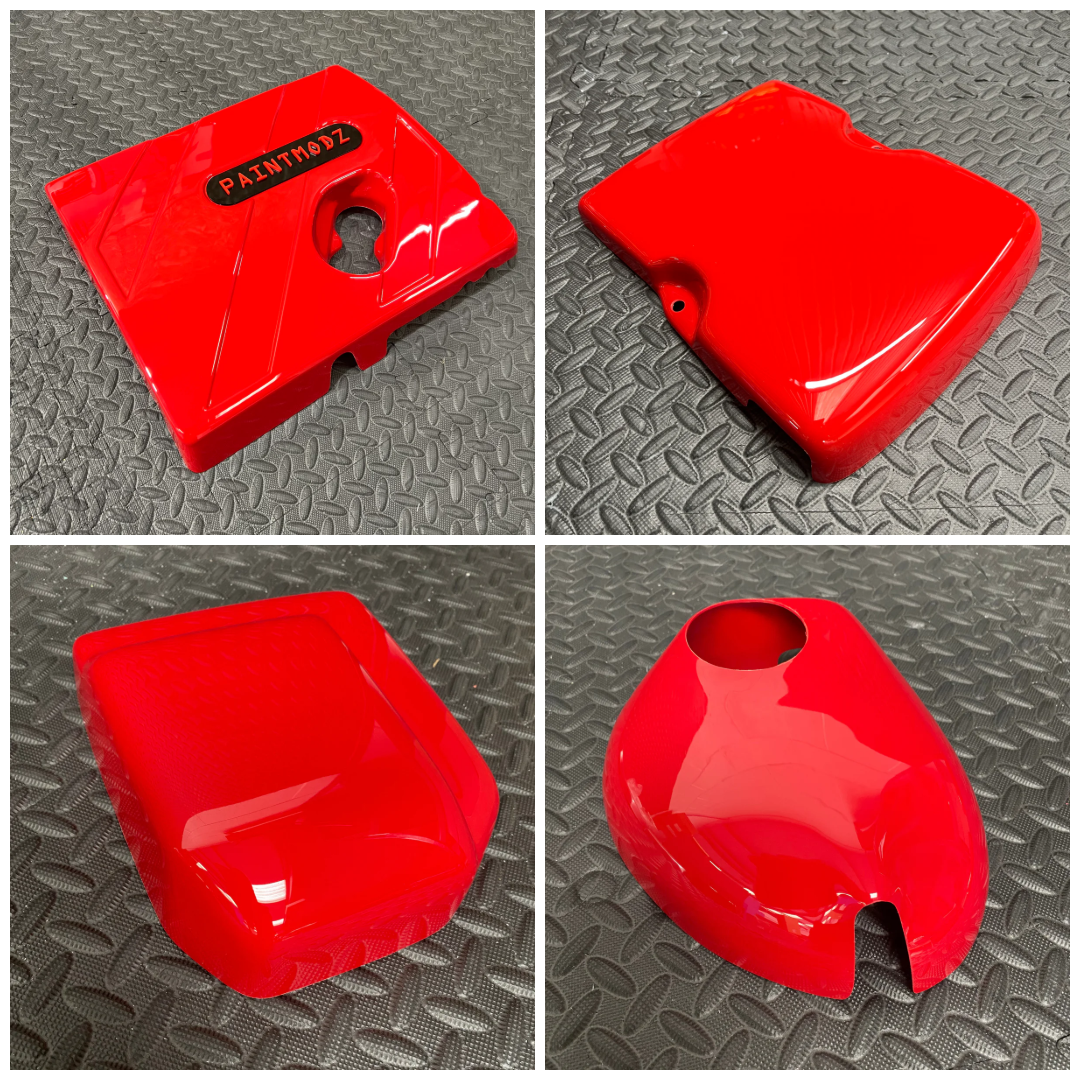 Proform Small Engine Bay Dress Up Kit Bundle - Mk8/8.5 Fiesta ST & Mk2 Puma ST - Gloss Red Plastic With Red/Gloss Black Badge Plate