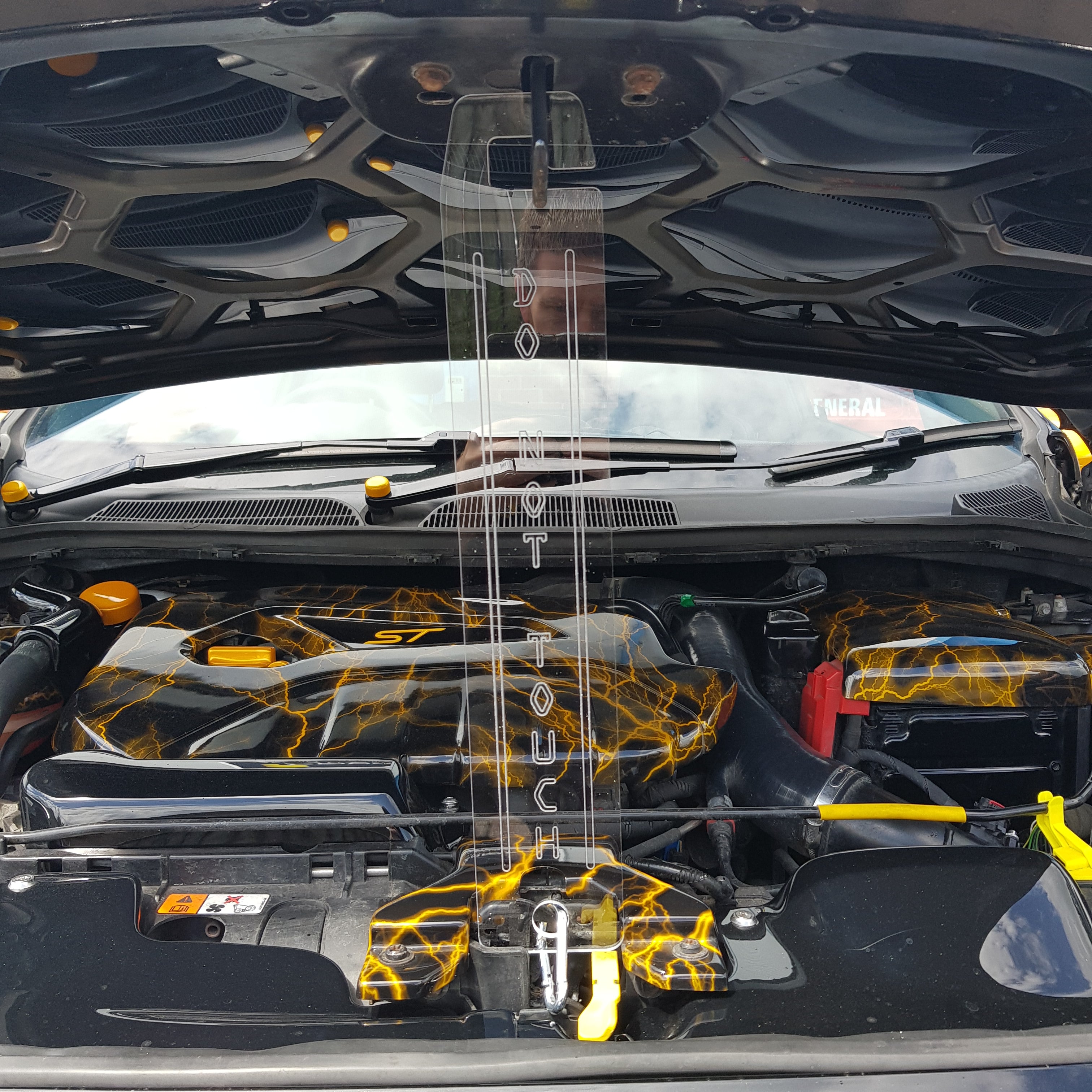 Do Not Touch Car Bonnet Props