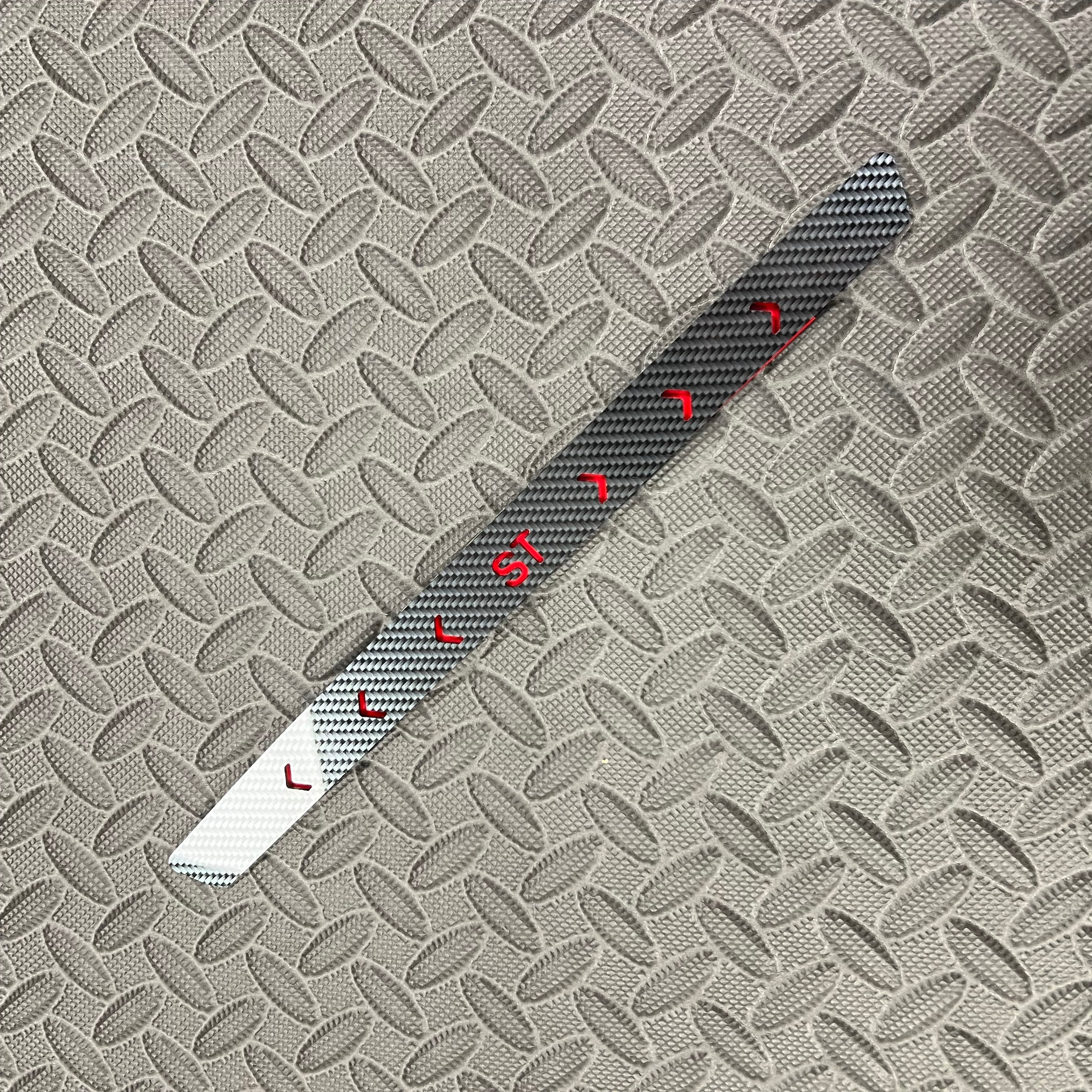 Proform Upper Middle Brake Light Cover Plate - Mk8/8.5 Fiesta, Mk4/4.5 Foucs & Mk2/2.5 Puma - Deluxe Carbon Fiber Effect Plate With Cheveron Detail and ST Lettering