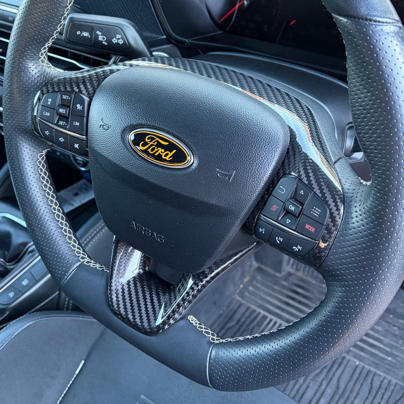 Mk8/8.5 Fiesta / Mk2 Puma & Mk4/4.5 Focus Real Carbon Fibre Upper Steering Wheel Trim