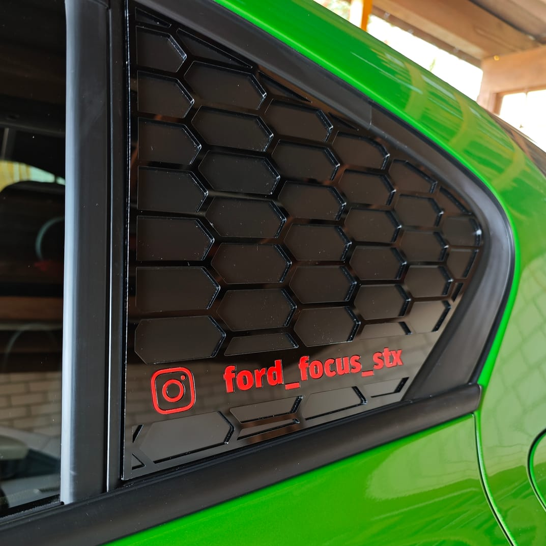Mk4/4.5 Focus Rear Quarter Window Inserts (Pair) - Custom Text / Social Media Tag