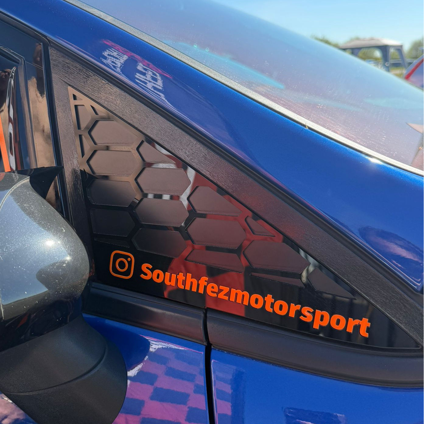 Mk7/7.5 Fiesta Front Quarter Window Inserts (Pair) - Custom Text / Social Media Tag