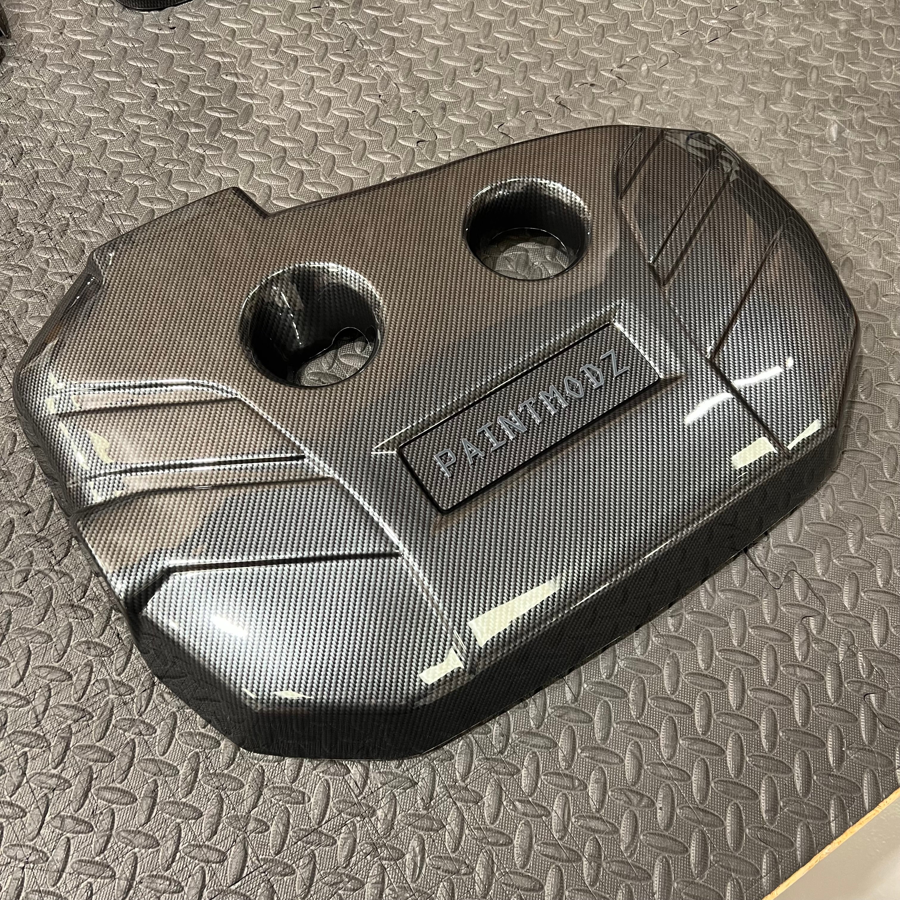 Proform Engine Cover - Mk3.5 Focus RS - Deluxe Carbon Fibre Effect Plastic - Dark Grey/Carbon Fibre Effect Badge