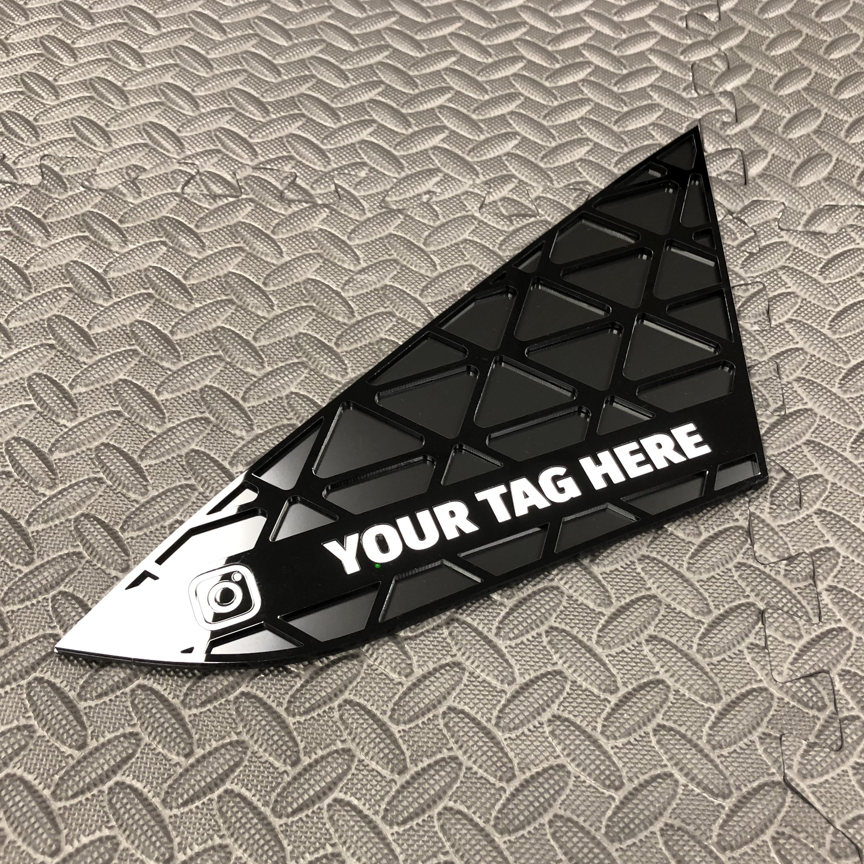 Vauxhall / Opel Astra J (inc VXR GTC OPC) Front Quarter Window Inserts (Pair) - Custom Text / Social Media Tag