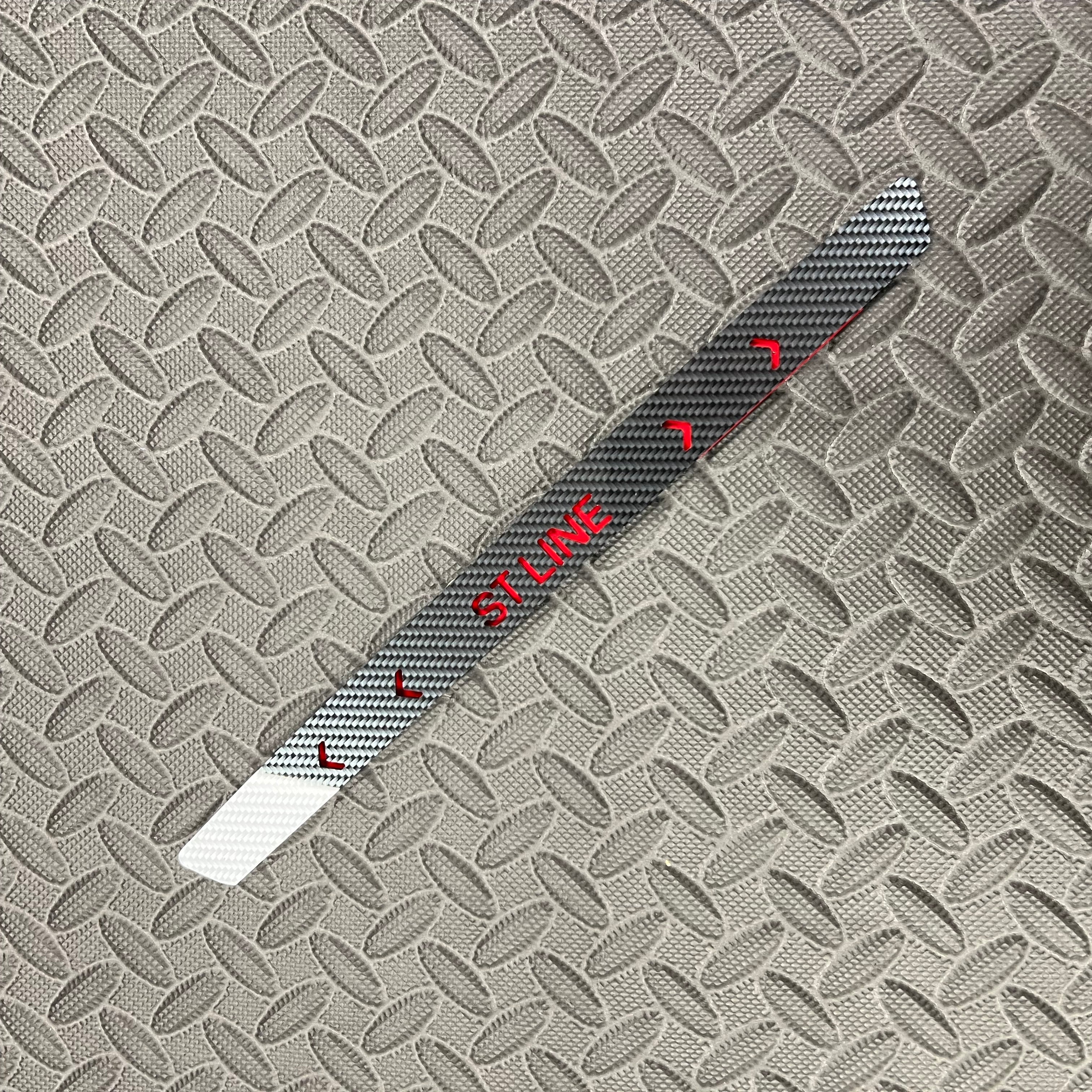 Proform Upper Middle Brake Light Cover Plate - Mk8/8.5 Fiesta, Mk4/4.5 Foucs & Mk2/2.5 Puma - Deluxe Carbon Fiber Effect Plate With Cheveron Detail and ST LINE Lettering