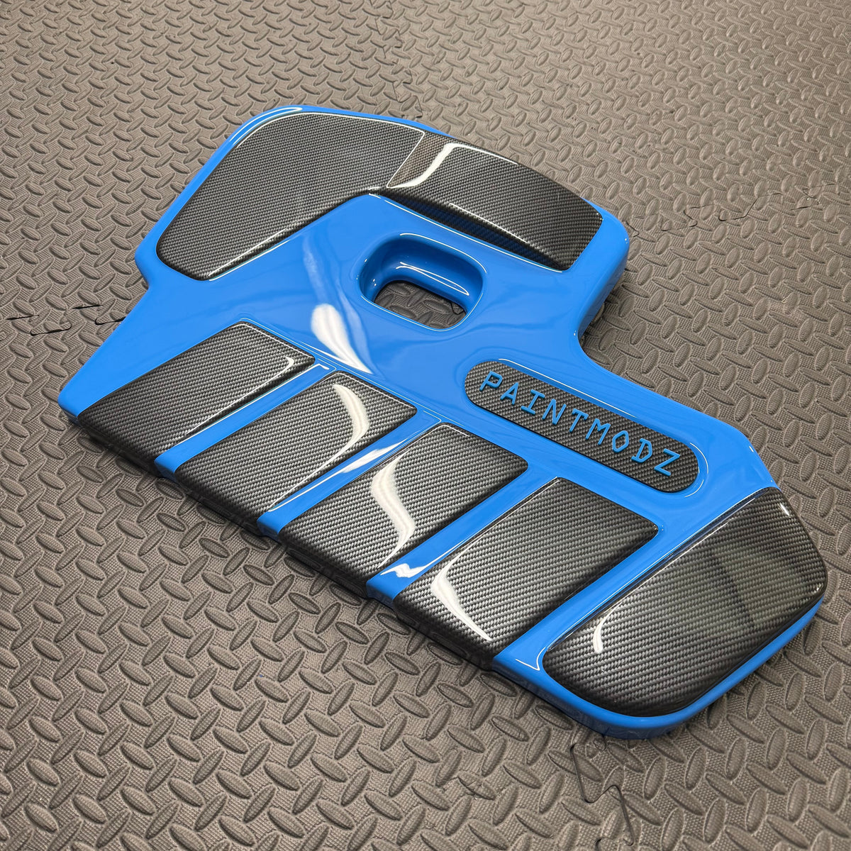 Proform Engine Cover - Mk4/4.5 Focus ST Petrol - Painted Azure Blue With Deluxe Carbon Fibre Effect Detailing
