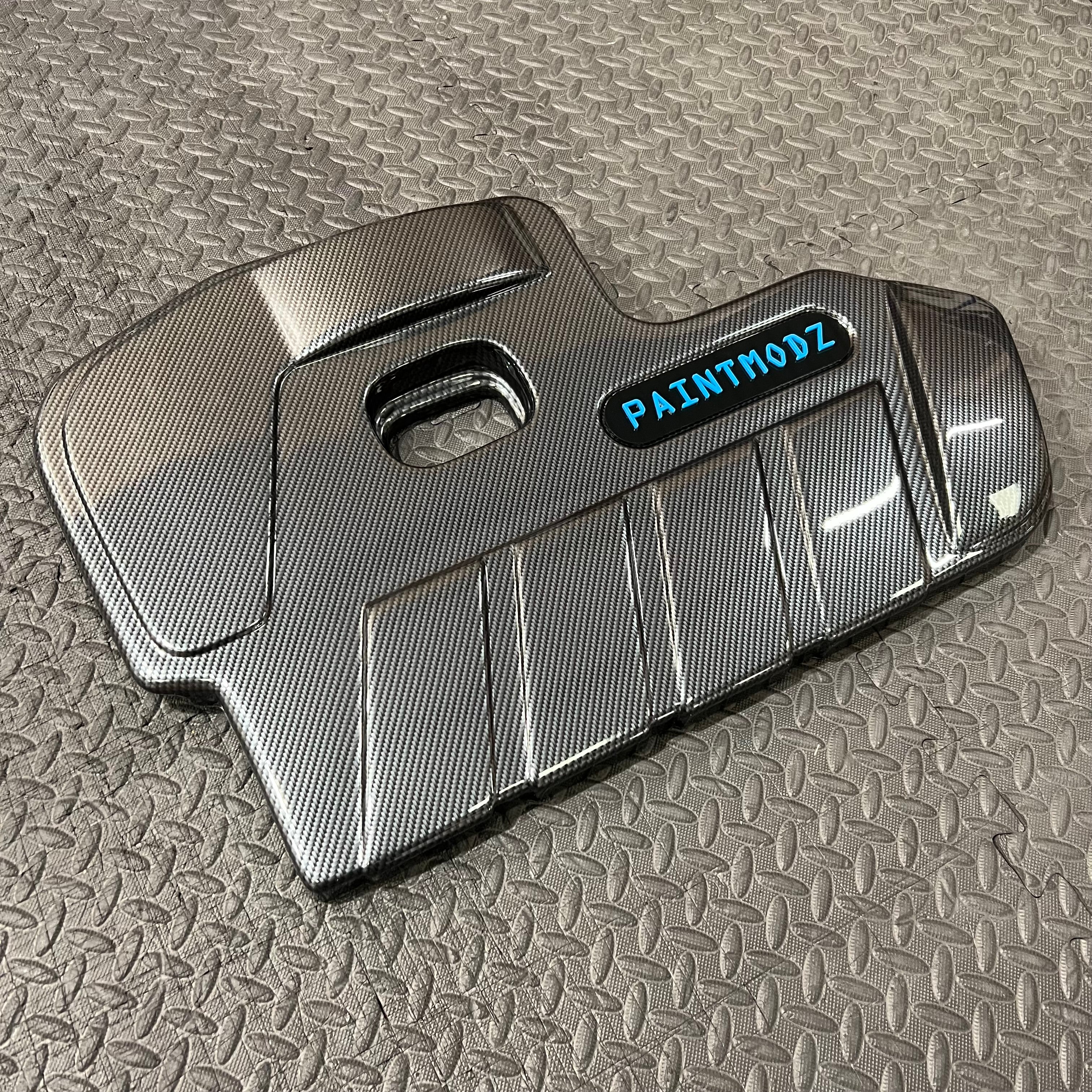 Proform Engine Cover - MK4/4.5 Focus ST Petrol - Deluxe Carbon Fibre Effect Plastic - Light Blue/Black Badge