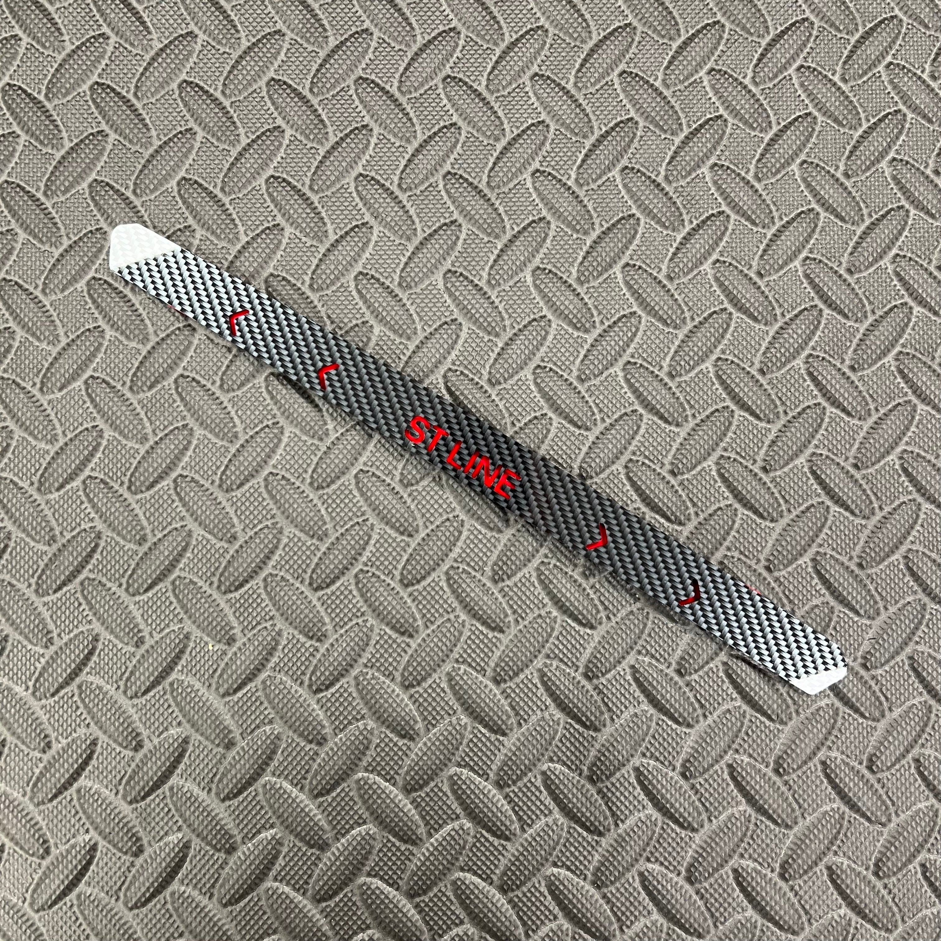 Proform Upper Middle Brake Light Cover Plate - Mk8/8.5 Fiesta, Mk4/4.5 Foucs & Mk2/2.5 Puma - Deluxe Carbon Fiber Effect Plate With Cheveron Detail and ST LINE Lettering