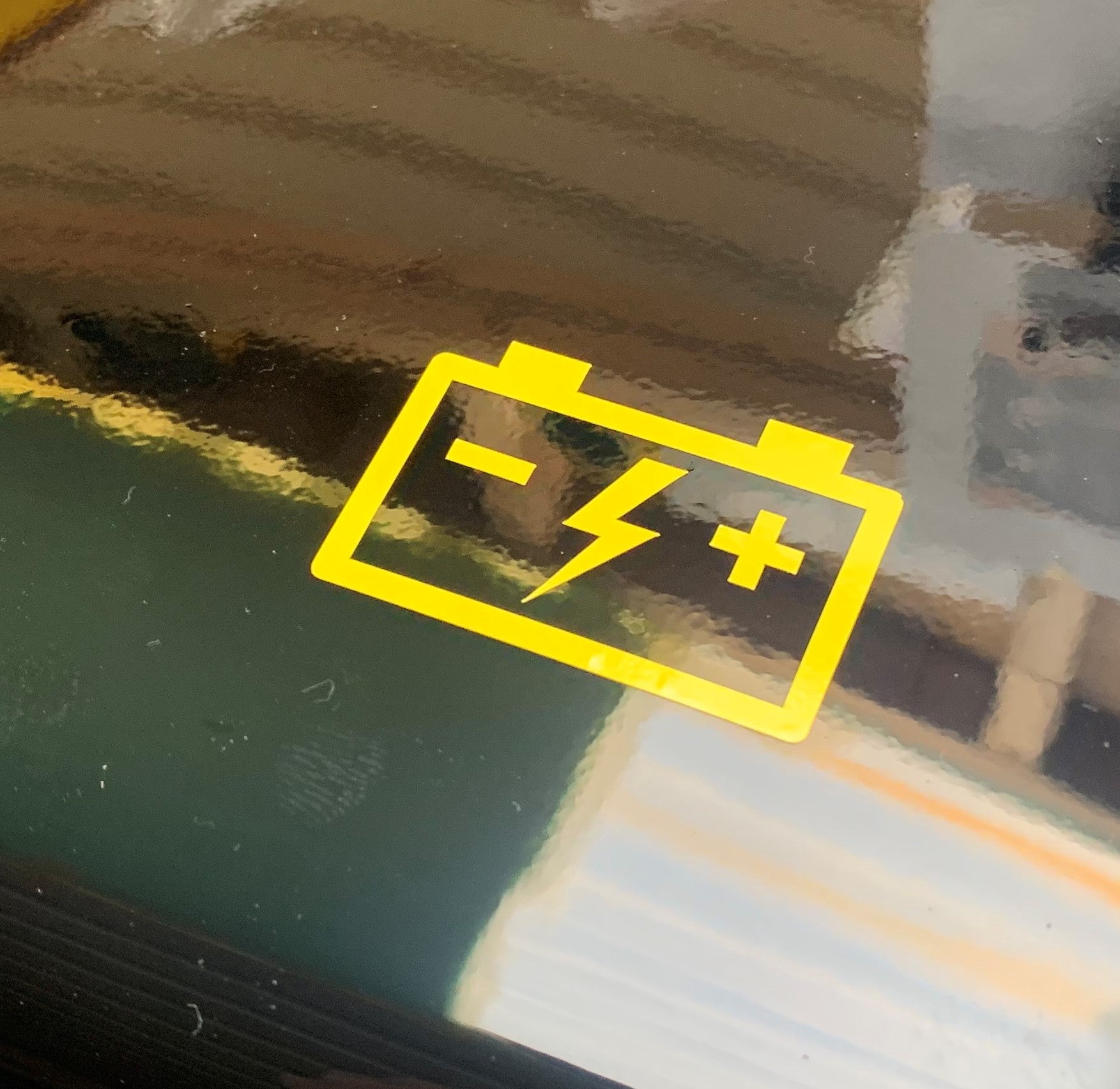 Yellow battery decal car sticker