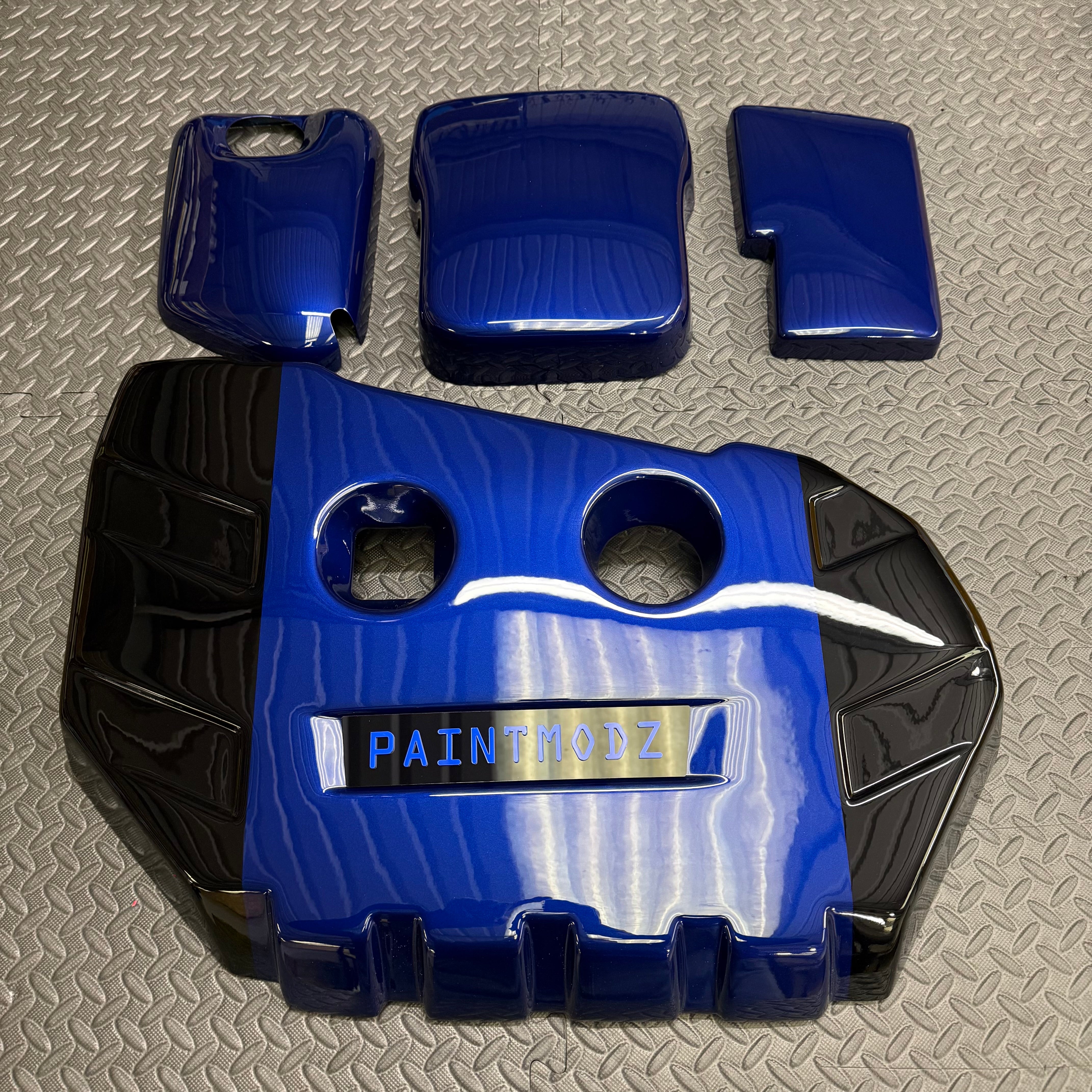 Proform Small Engine Bay Dress Up Bundle - Mk3/3.5 Focus ST Petrol - Painted Deep Impact Blue - Medium Blue/Gloss Black Badge
