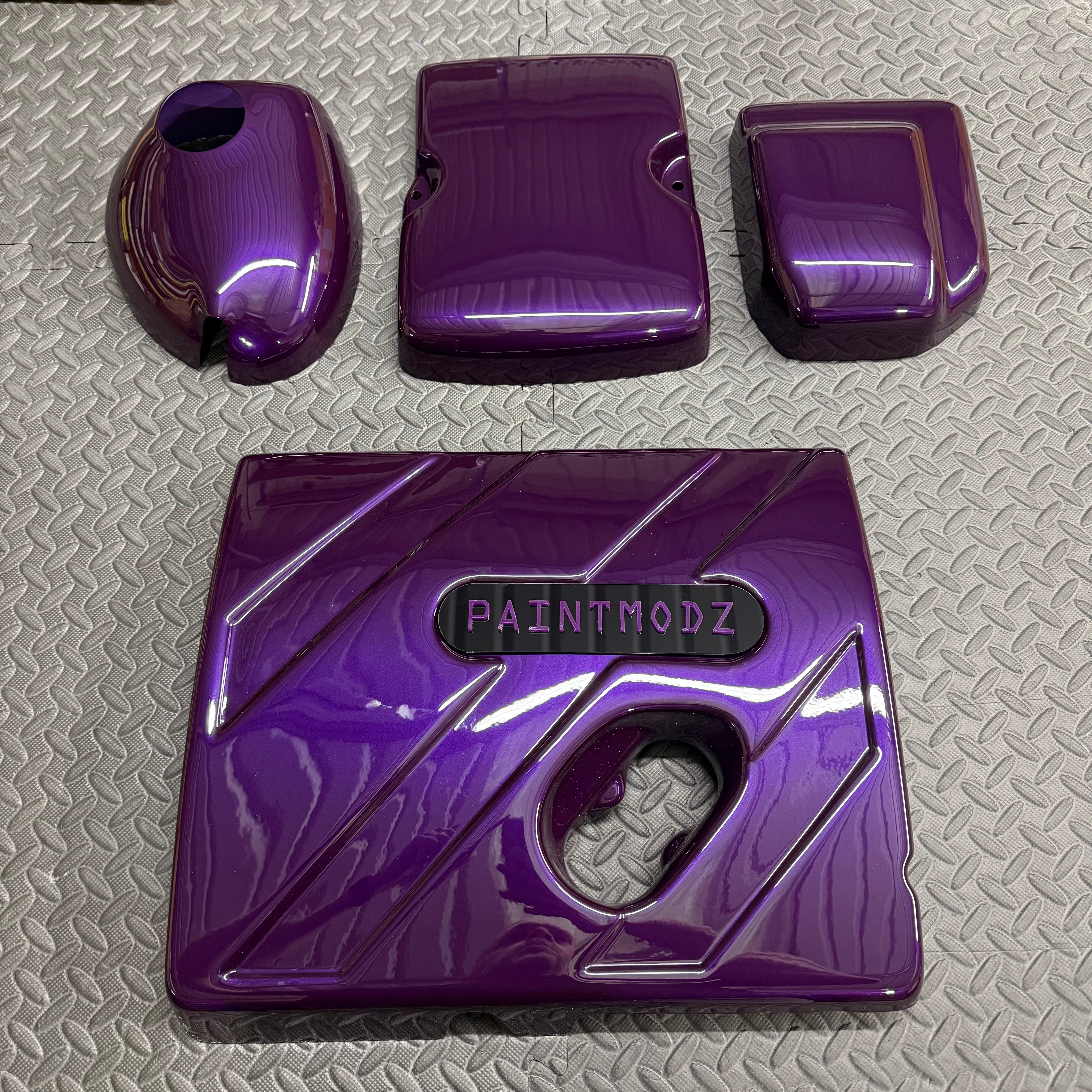 Proform Small Engine Bay Dress Up Kit Bundle - Mk8/8.5 Fiesta ST & Mk2 Puma ST - Painted Purple Pearl with Gloss Black and Dark Purple Badge 