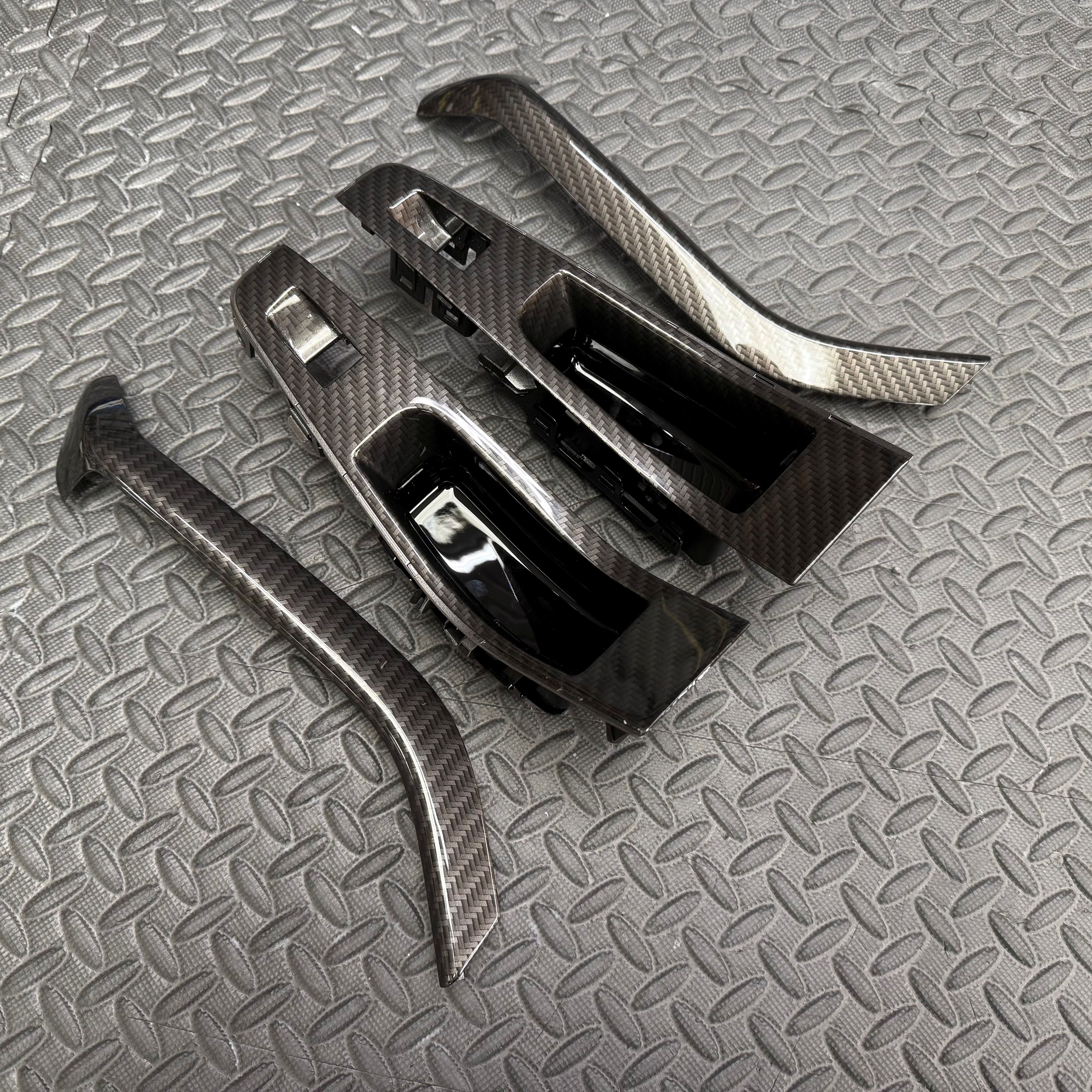 Genuine Ford Interior Rear Door Handle Trims - Mk8/8.5 Ford Fiesta and Mk2 Puma - With Electric Windows - Hydrodipped Carbon Fibre Effect