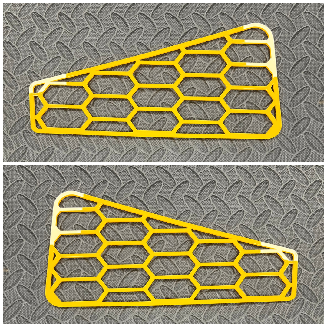 Proform Mk3/3.5 Focus Scuttle Vent Covers - Hexagon Design - Pair - Amber Yellow (Tangerine Scream)