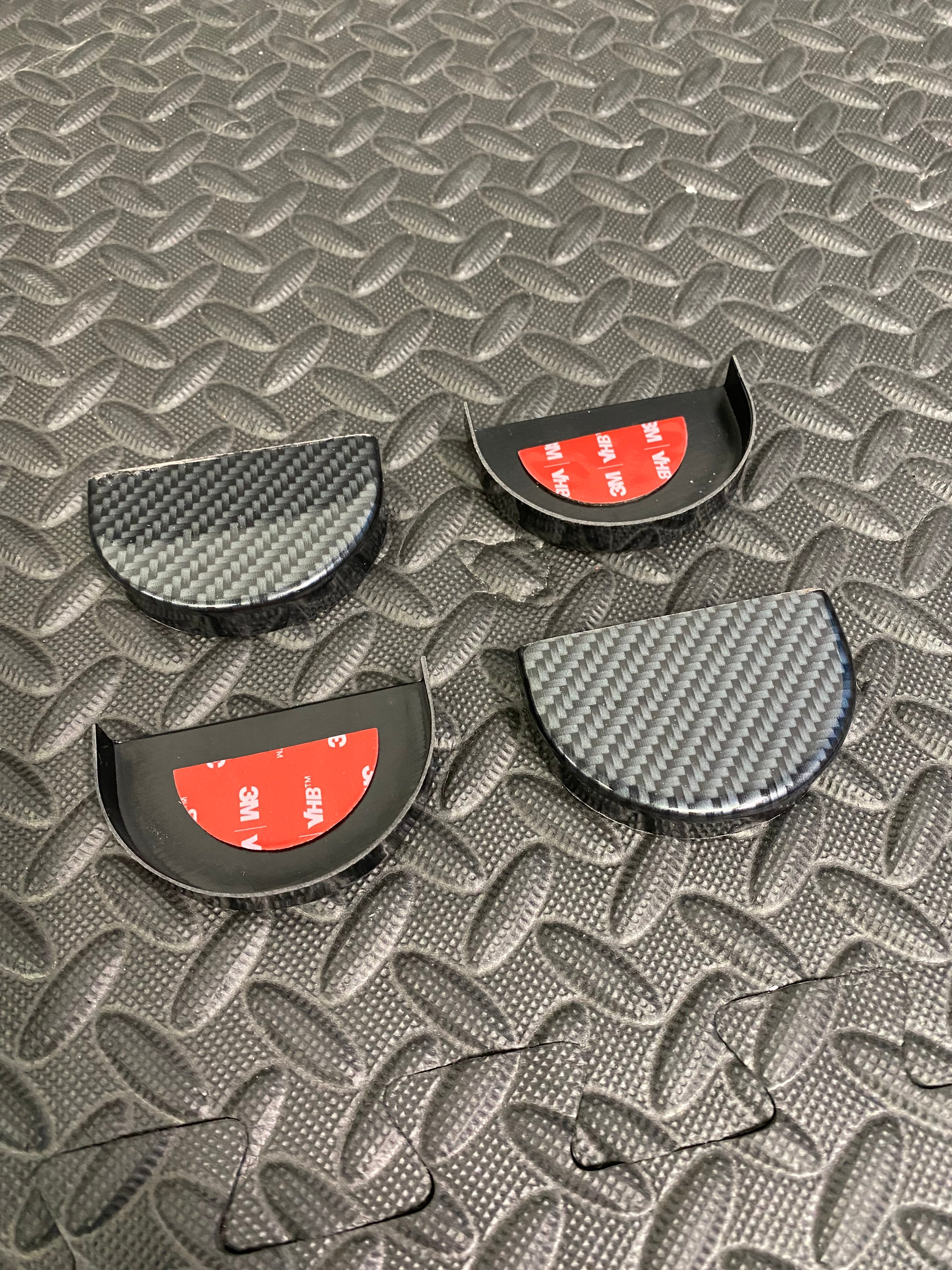 Proform Seat Rail End Covers - Mk8/8.5 Fiesta - Deluxe Carbon Fibre Effect Plastic With Adhseive Pads Fitted
