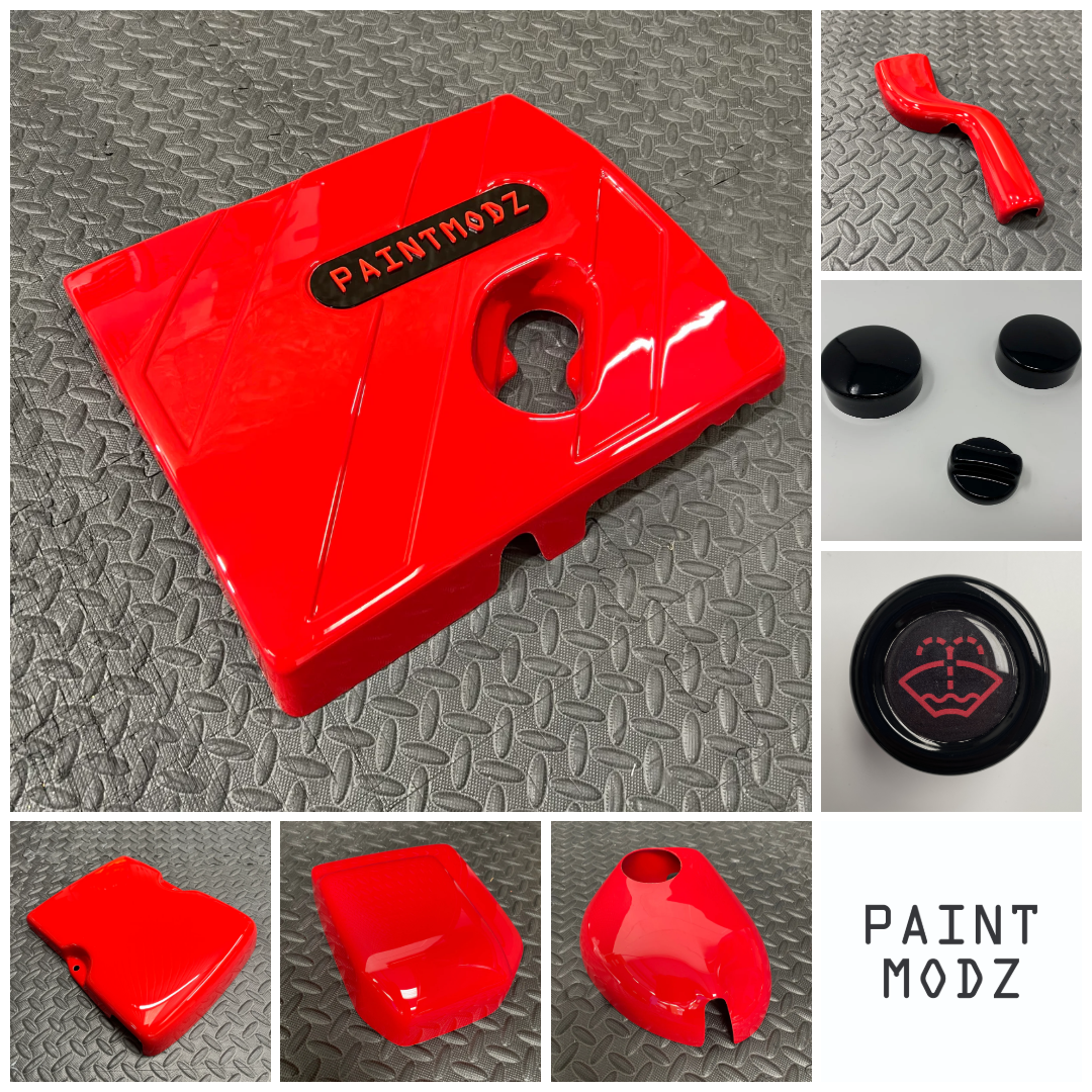 Proform Medium Engine Bay Dress Up Bundle - Mk8/8.5 Fiesta ST & Mk2 Puma ST - Gloss Red Plastic With Gloss Black Accents