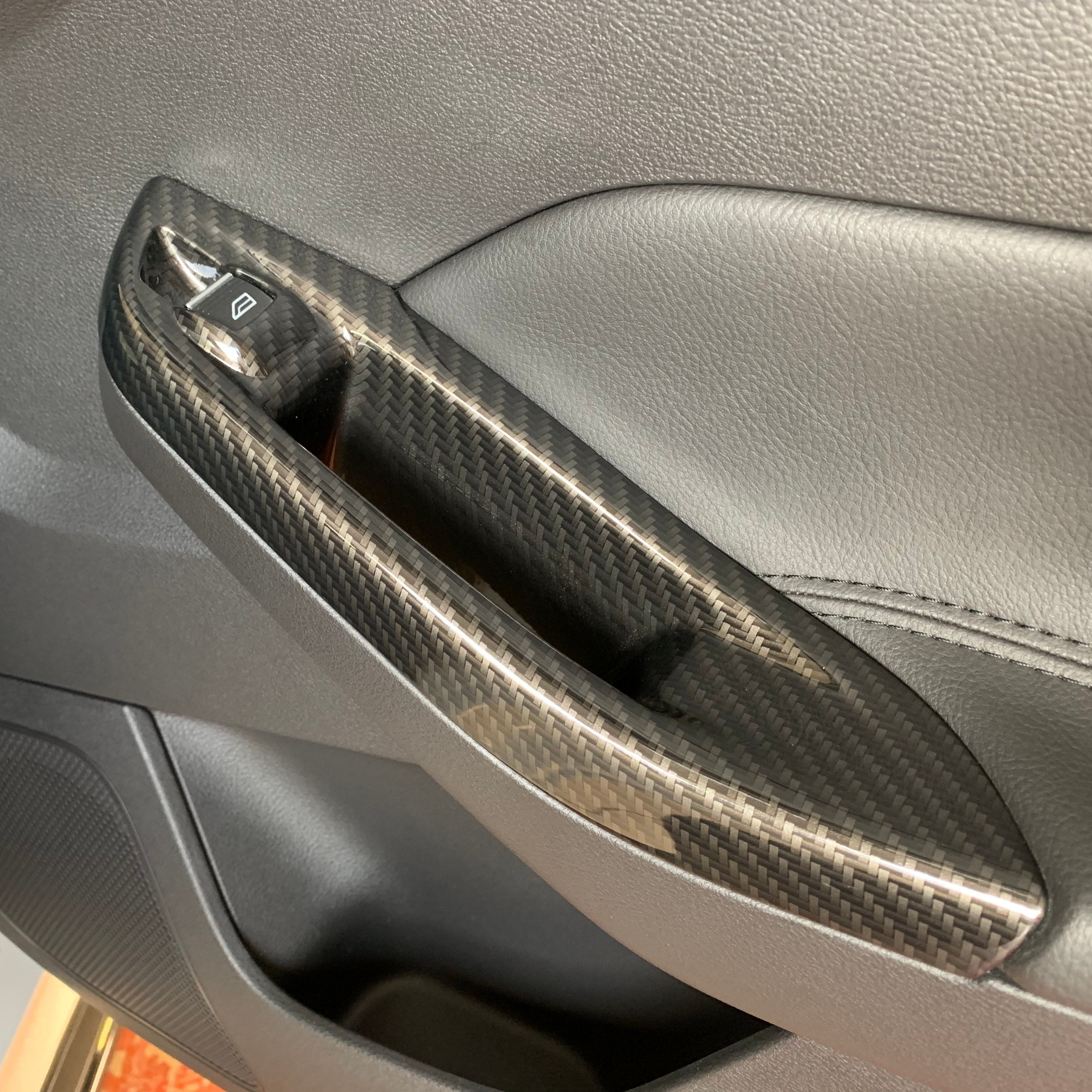 Genuine Ford Interior Rear Door Handle Trims - Mk3/3.5 Ford Focus - Carbon Fibre Effect Plastic Hydrodipped